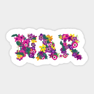 The word war written in flowers Sticker